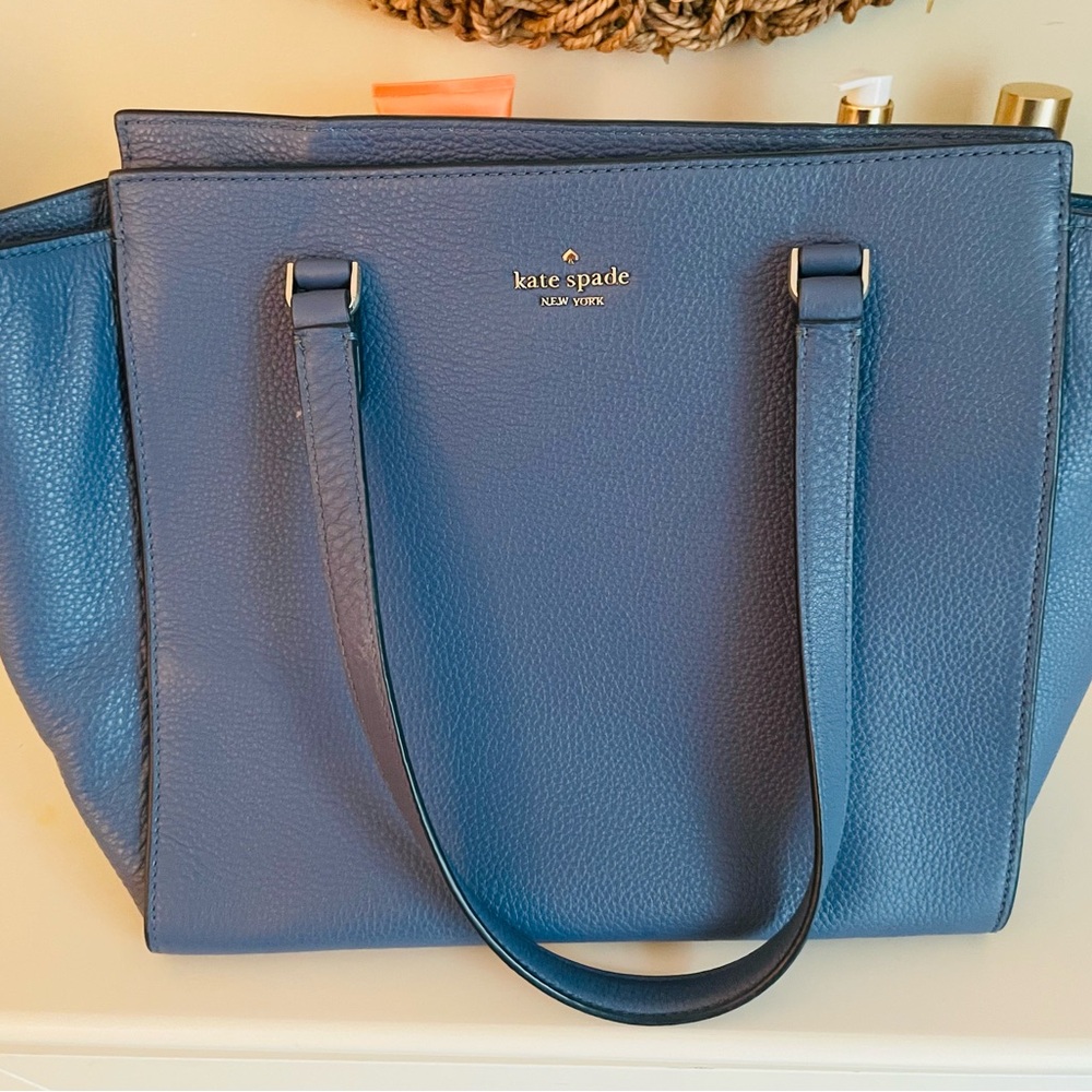 Kate Spade Blue Leather Tote Bag